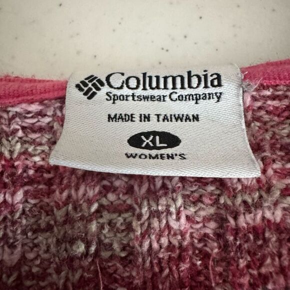 Columbia Striped Knit Hoodie Women’s Size XL Acrylic Blend V-Neck - Picture 4 of 8